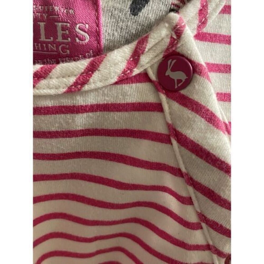 Joules Clothing Pink White Striped Plays it Baby Girl Size 3-6 M Mice Skating - Picture 4 of 5